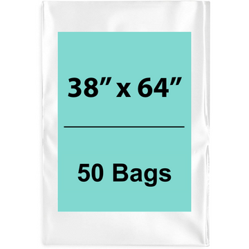 38X64 inches Clear Flat Poly Bags 1.5Mil Open Top (LDPE)